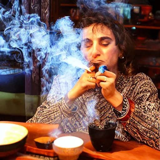 Image similar to bibi smoking a hookah