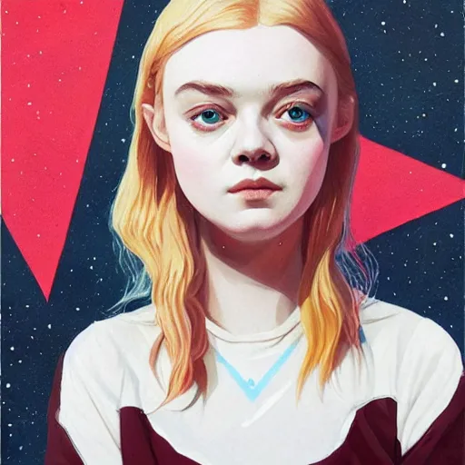 Image similar to Elle Fanning in Prey and Dead Space picture by Sachin Teng, asymmetrical, dark vibes, Realistic Painting, starry sky, Organic painting, Matte Painting, geometric shapes, hard edges, graffiti, street art:2 by Sachin Teng:4