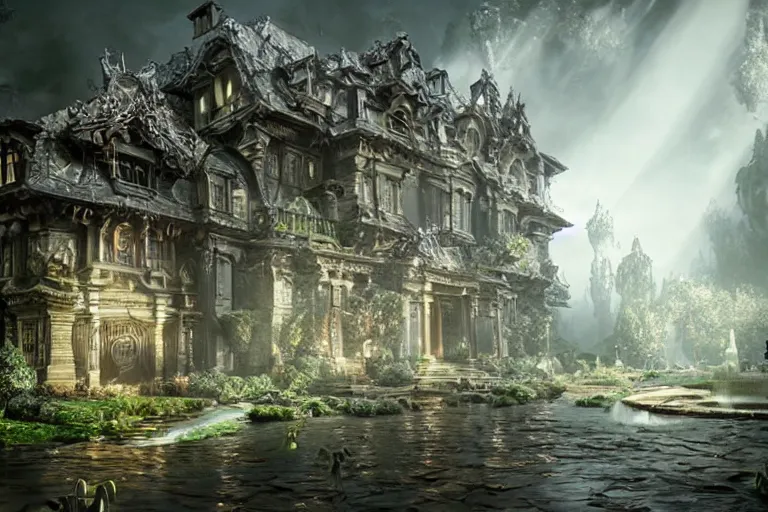 Image similar to the most amazing dream you ever had about mansion of elemental of apples, hyper realistic, ambient lighting, concept art, intricate, hyper detailed, smooth, dynamic volumetric lighting, octane, cinematic