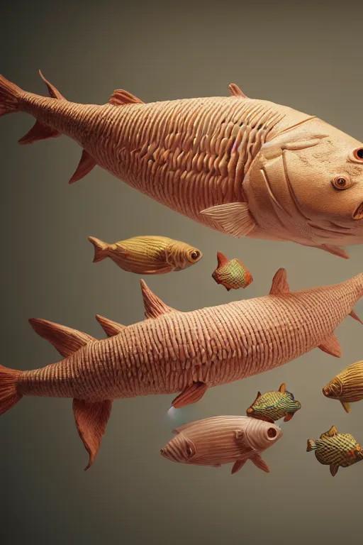 Image similar to a sculpture of fish ocean intertwined, diode lighting, a lovely cornucopia of flowers and human body parts, body parts, highly detailed, octane render, cinematic, sharp focus, clean, studio lighting