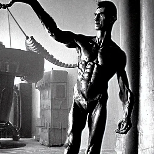 Image similar to tall muscular soldier, still from the movie aliens