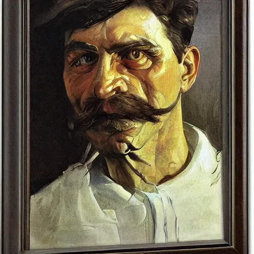 Prompt: a portrait of a character by jacek malczewski