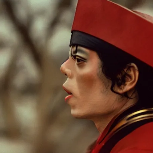 Prompt: a cinematic film still of Michael Jackson starring as a Japanese Samurai, portrait, 40mm lens, shallow depth of field, close up, split lighting, cinematic