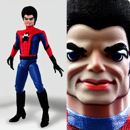 Image similar to action figure of michael jackson as spider - man