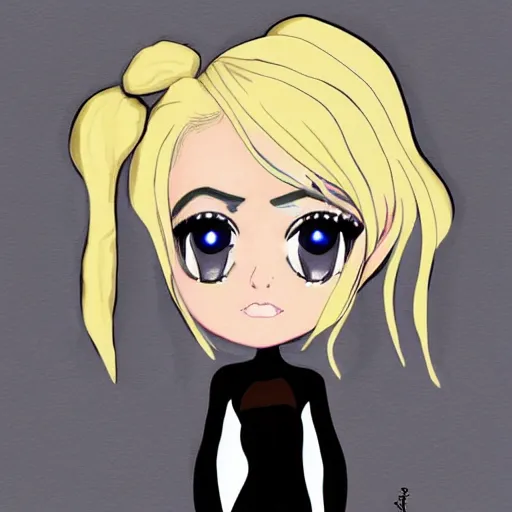 Image similar to chibi anime character painting of met gala lady gaga