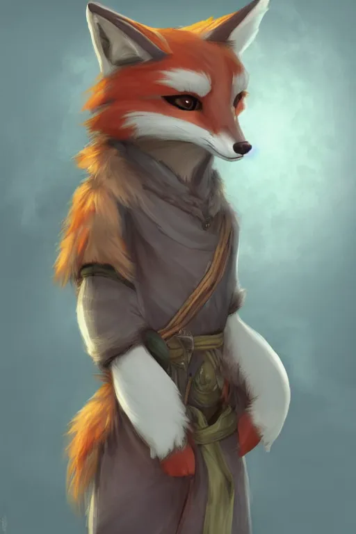 Image similar to an anthropomorphic medieval fox with a fluffy tail, backlighting, trending on artstation, digital art, furry art, trending on furaffinity, fantasy art, by kawacy