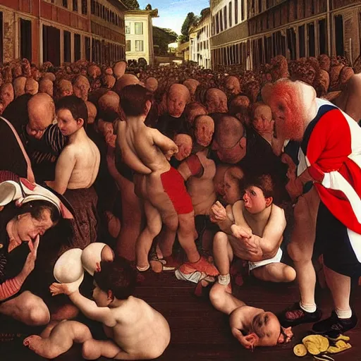 Image similar to hyperrealistic photography of where's wally? by caravaggio
