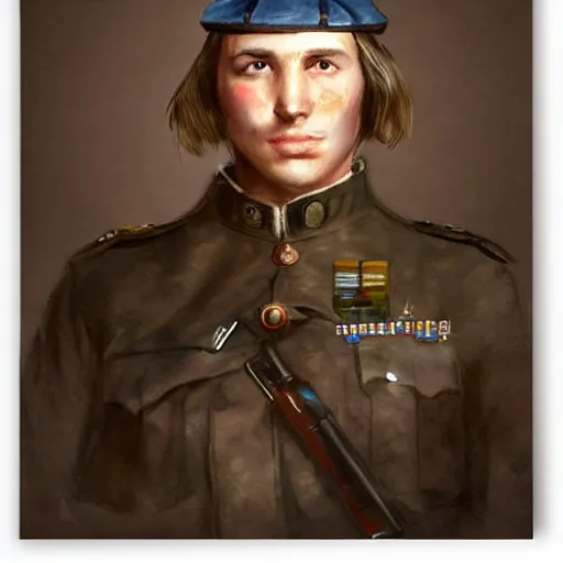 Image similar to a sodier with a head of a british longhair in the war, by stanely artgerm