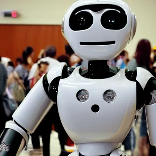 Prompt: !dream LOS ANGELES, CA JUNE 7 2024: Self-aware sentient robots convention. One of the cutest robots at the convention wants a hug.