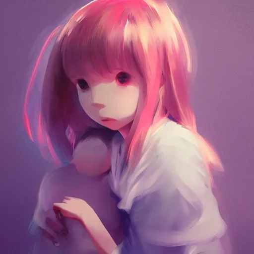 Image similar to beautiful huggy-wuggy from poppy-playtime the video game, digital painting by Hiyao Miyazaki, Studio Ghibli, Yanjun Cheng, portrait, cinematic lighting, highly detailed, concept art, Atmosphere, illustration, smooth, sharp focus, editor's pickup, trending on artstation, trending on deviantart