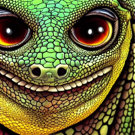 Prompt: a portrait of a lizard - person, reptilian, scales, photorealistic