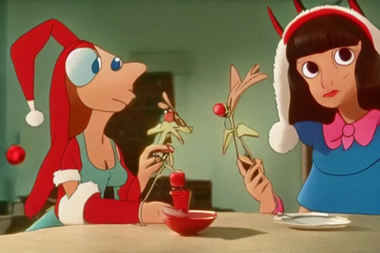 Prompt: Louise Belcher in a still from the movie Pinocchio's Christmas (1980)