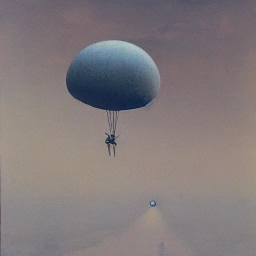 Prompt: a gyrocopter by Zdzisław Beksiński, oil on canvas