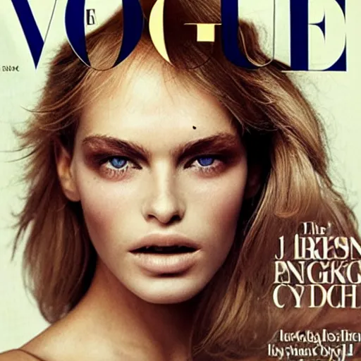 Prompt: the most stunning eyes gazing into the camera female supermodel, vogue magazine photo
