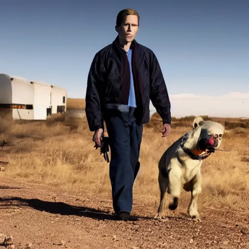 Image similar to Live Action Still of Jerma in Breaking Bad, real life, hyperrealistic, ultra realistic, realistic, highly detailed, epic, HD quality, 8k resolution, body and headshot, film still