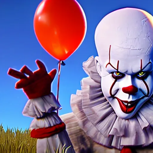 Image similar to Pennywise from it (1990) in fortnite, gameplay screenshot