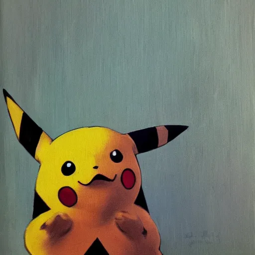 Prompt: pikachu, in the vietnam war, painting