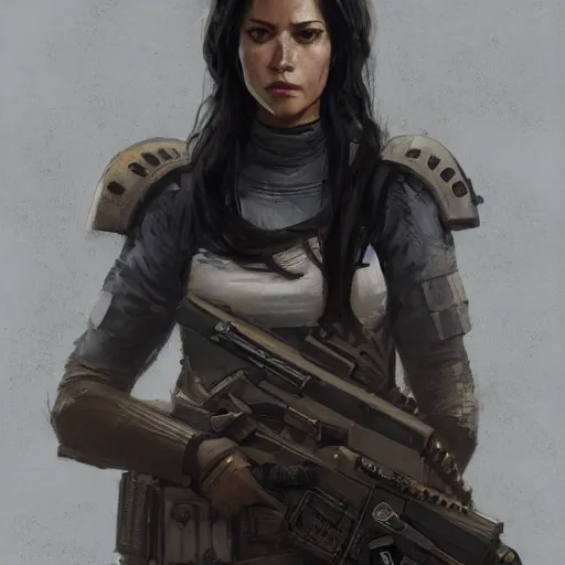 Image similar to portrait of a woman by greg rutkowski, marla fett, samoan features, straight black hair, tall and slender, star wars expanded universe, she is about 2 0 years old, wearing tactical gear, digital painting, artstation, concept art, smooth, sharp foccus ilustration, artstation hq