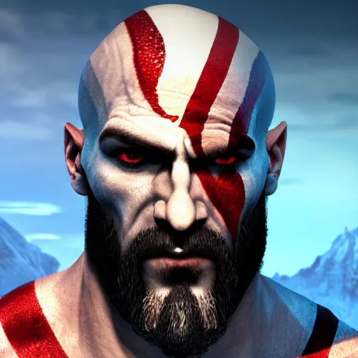 Prompt: portrait from kratos from god of war, retrowave, trending on artstation