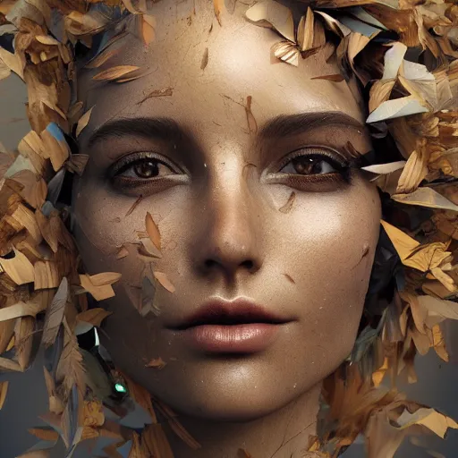 Image similar to a highly detailed digital image of a futuristic woman elegantly wrapped with leaves, by Andrea Chiampo, artstation and Frederik Heyman, extremely detailed woman, stunning volumetric lighting, hyper realism, fantasy 4k