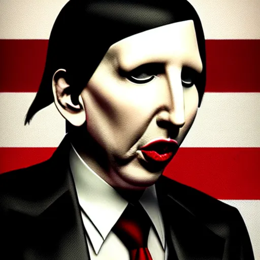 Image similar to marilyn manson as the president of the united states by xiaonan, highly detailed, dramatic lighting, sharp focus, trending on artstation, 8 k,