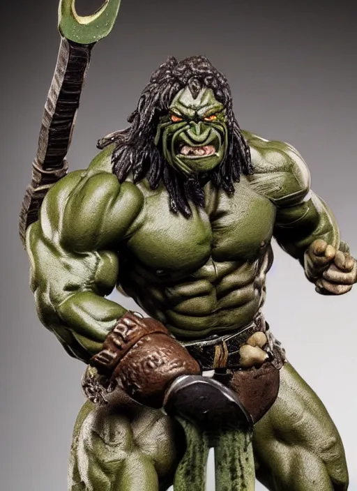 Image similar to Image on the store website, eBay, Detailed Miniature of a Muscular Orc Warrior with dark green skin .