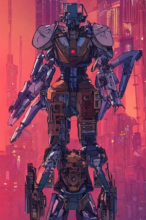 Prompt: cyberpunk mecha ninja is from borderlands and by feng zhu and loish and laurie greasley, victo ngai, andreas rocha, john harris