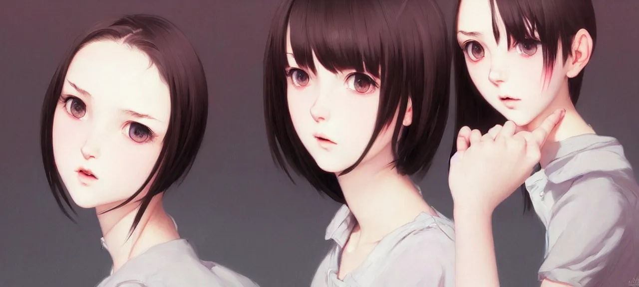 Image similar to a beautiful youth teenage depressed ocd psychotic popular girl in school struggling with morbid thoughts realized, angry eyes, soft skin, magnificent art by ilya kuvshinov, claude monet, range murata, artgerm, norman rockwell, highly detailed intricately sharp focus, bedroom eyes trending on pinterest, tiktok 4 k uhd image