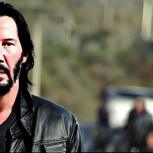 Image similar to Keanu Reeves in Sons of anarchy very detail4K quality super realistic