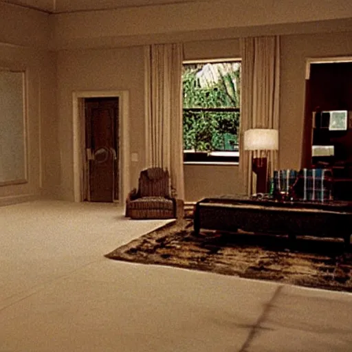 Prompt: still of roman house in los angeles, in american psycho ( 1 9 9 9 )