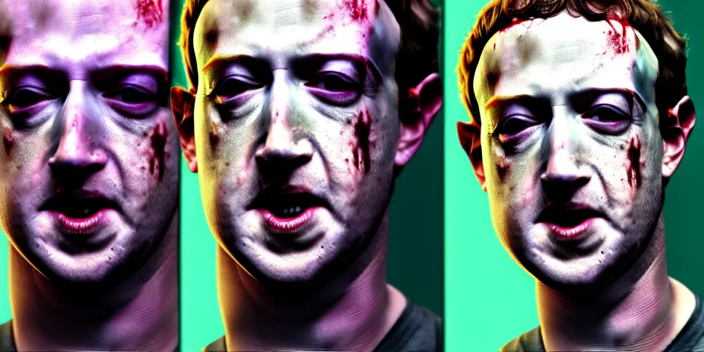 Image similar to mark zuckerberg as Zombie Walking Dead, trending on artstation, high quality, highly detailed