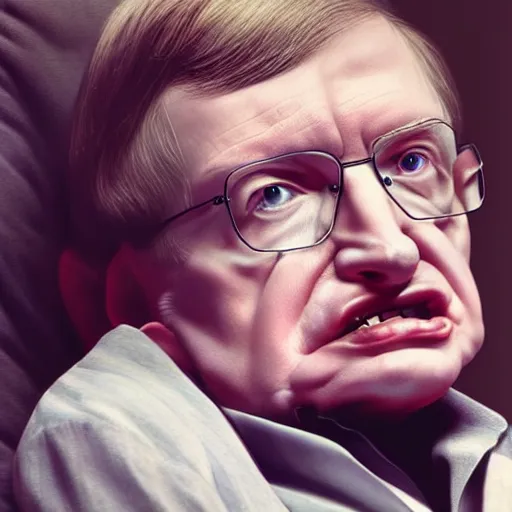 Image similar to tired stephen hawking with dust on his face, realistic, 8 k, extremely detailed, cgi, trending on artstation, hyper - realistic render, by greg rutkowski