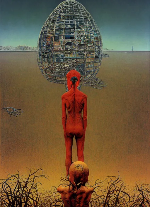 Prompt: hyper realistic end of the world by zdzisław beksinski and norman rockwell and greg rutkowskiweta studio, tokyo futuristic in background, and lucasfilm, realm of the ovarian machine, horror art, the darkest hour