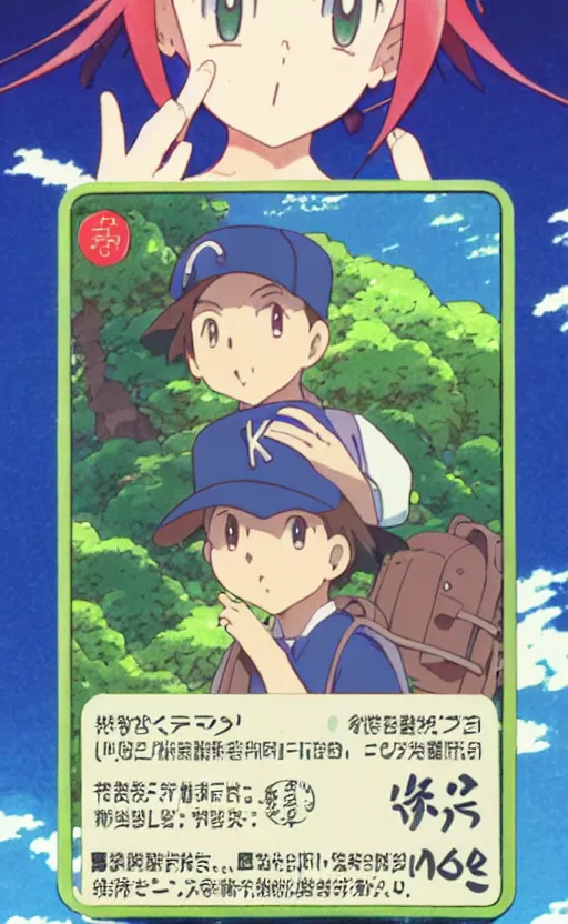 Prompt: a pocket monster go card from 1 9 5 0, illustration, clear sky background, lush landscape, concept art, anime key visual, trending pixiv fanbox, by wlop and greg rutkowski and makoto shinkai and studio ghibli and kyoto animation and ken sugimori, symmetrical facial features, short hair, hair down, adult beetle trainer, box art