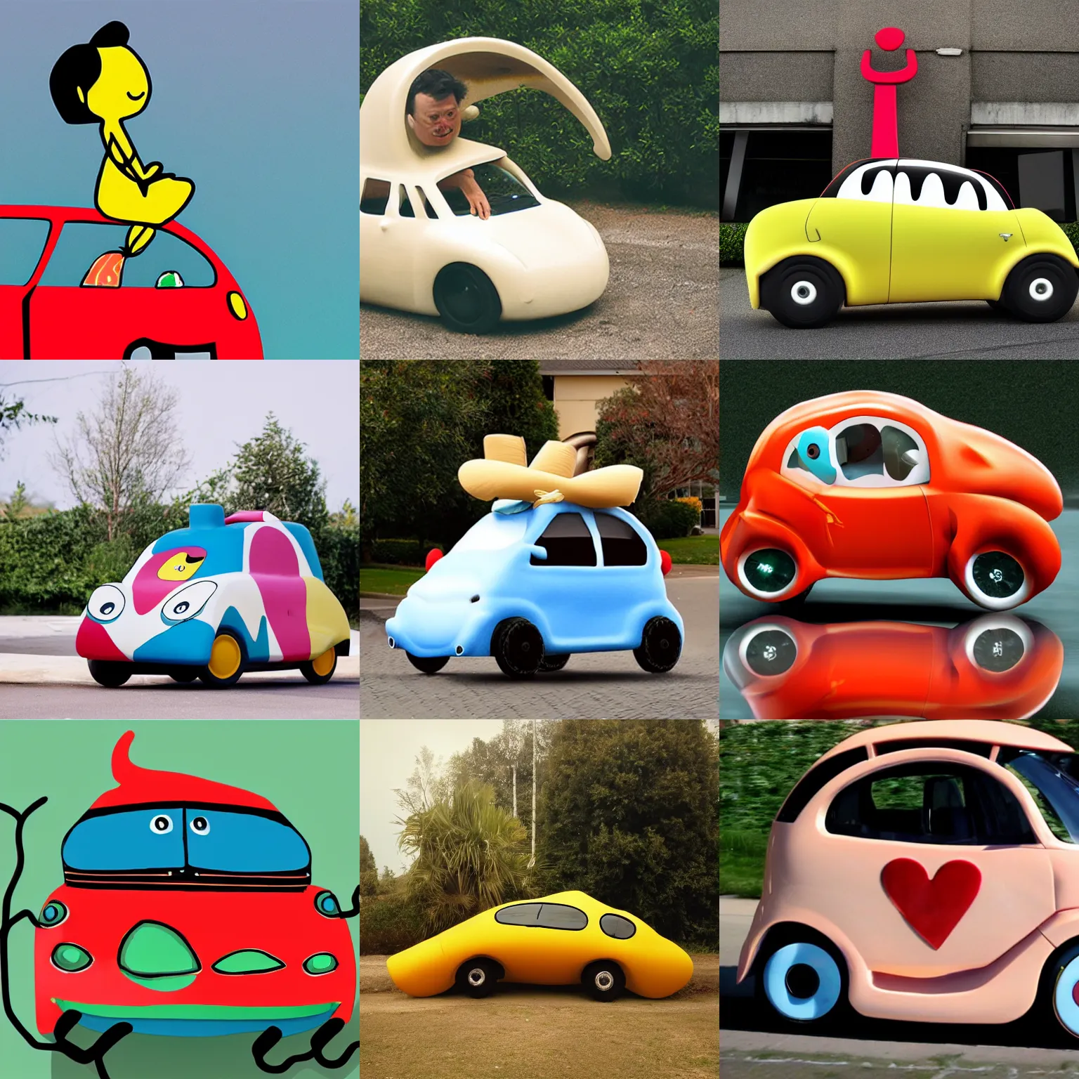 Prompt: car shaped like a friend