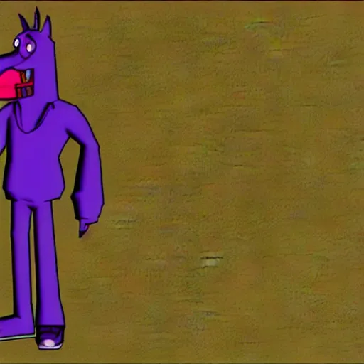 Image similar to full body shot of Courage the Cowardly Dog in GTA San Andreas, PlayStation 2 graphics, low quality 3D model