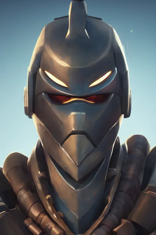 Image similar to epic mask helmet robot ninja portrait stylized as fornite style game design fanart by concept artist gervasio canda, behance hd by jesper ejsing, by rhads, makoto shinkai and lois van baarle, ilya kuvshinov, rossdraws global illumination radiating a glowing aura global illumination ray tracing hdr render in unreal engine 5