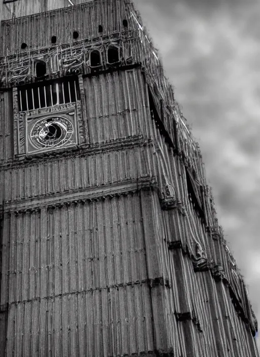 Image similar to big ben in brutalist style, cold, artistic photography