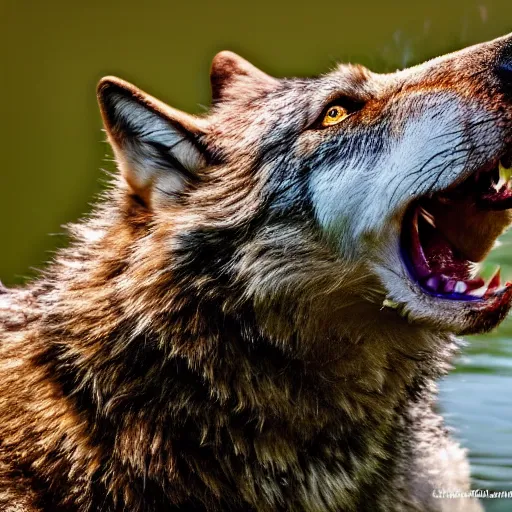 Image similar to a wolf crocodile!!! hybrid! bold natural colors, masterpiece, trending on artstation, photograph, national geographic, wildlife photographer of the year