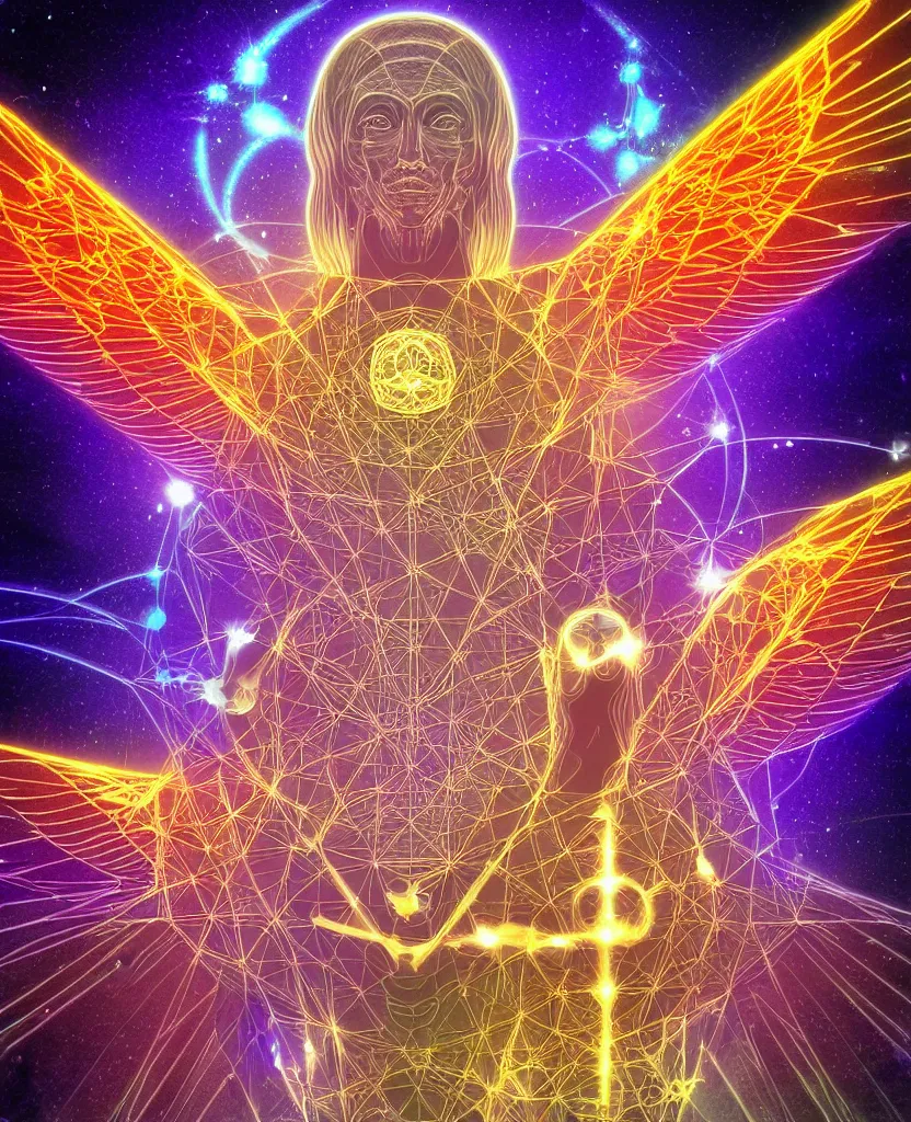 Image similar to techno - spiritual utopian ascended metatron, perfect future, award winning digital art