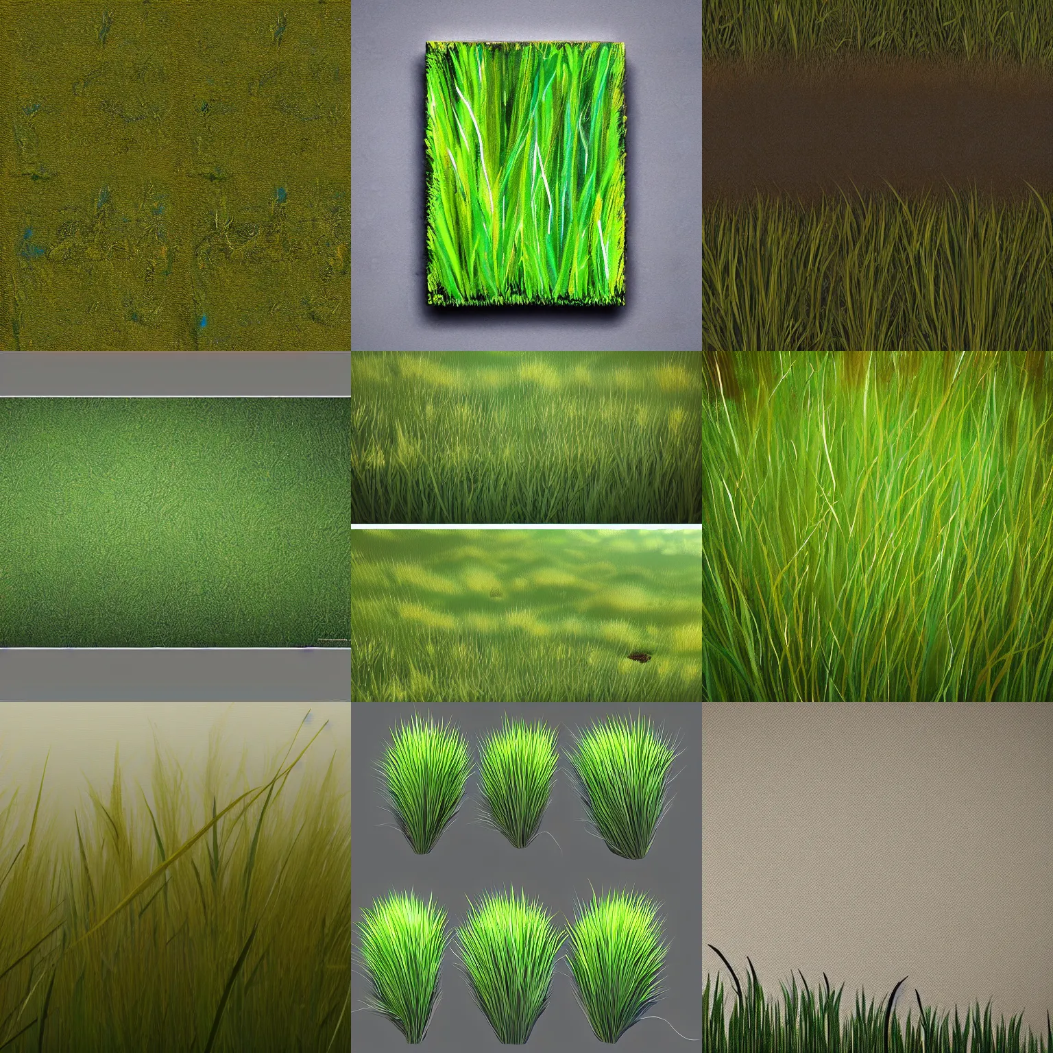 Prompt: handpainted grass material, artstation