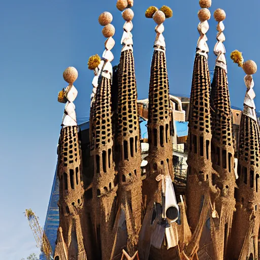 Prompt: la sagrada familia in the shape of a sphere, by arp and brancusi