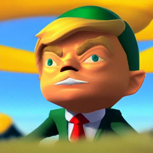 Image similar to Donald Trump!! as Tingle! in The Legend of Zelda!! Wind Waker