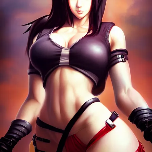 Image similar to tifa lockhart by Stanley Artgerm Lau, WLOP, Rossdraws, James Jean, Andrei Riabovitchev, Marc Simonetti