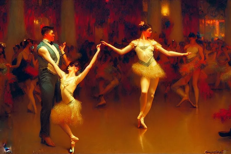 Prompt: dance festival, summer, neon light, painting by gaston bussiere, craig mullins, j. c. leyendecker