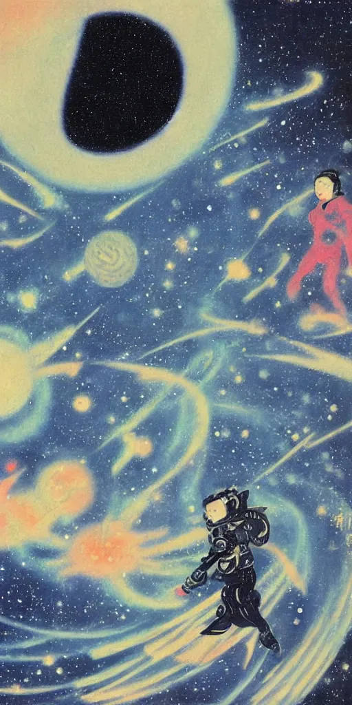 Prompt: painting of outer space by kitano tsunetomi, 1 9 3 9