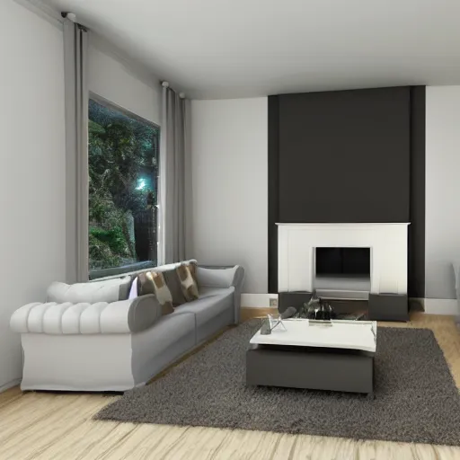 Prompt: 3 d low quality render of a livingroom