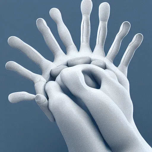 Prompt: anatomically correct open human hand as a 3D object, a computer rendering by Alberto Seveso, behance, generative art, rendered in cinema4d, octane render, photoillustration