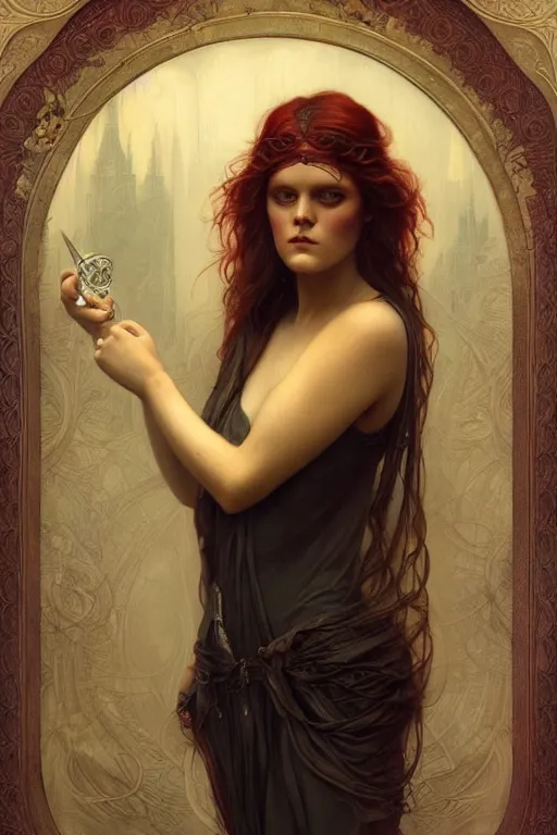 Prompt: Tove Lo by Tom Bagshaw in the style of Gaston Bussière, art nouveau