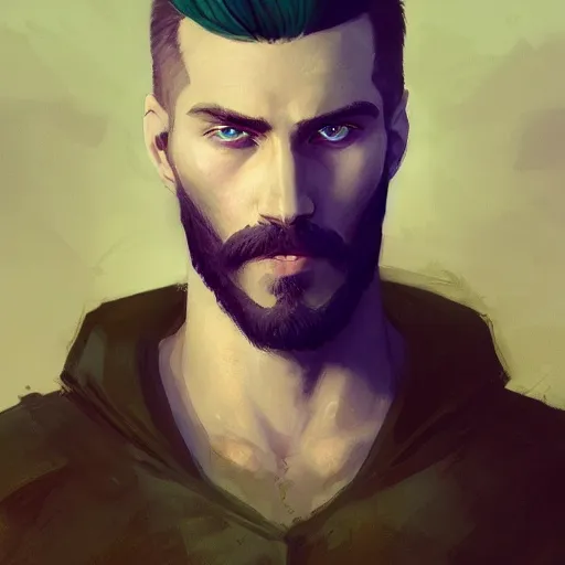 Prompt: a beautiful award winning commission portrait of a young man with white undercut hair,and a stylish beard,green eyes.digital art,art by greg rutkowski,character design by charles bowater,ross tran,photorealistic,highly detailed,detailed face,4k,dramatic,deviantart,artstation